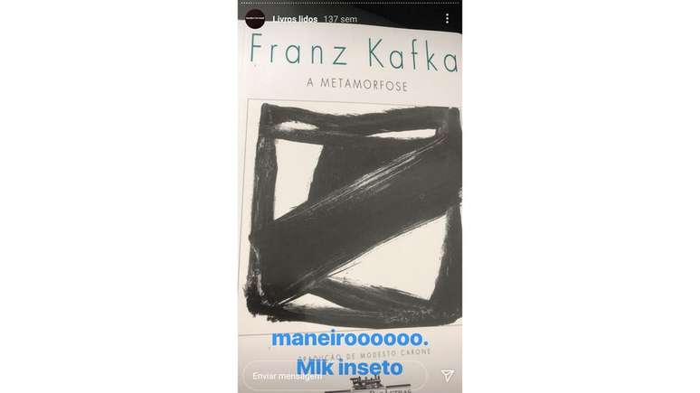 A "cr&iacute;tica" que fez mais sucesso entre os seguidores de Scarpa nas redes sociais foi a de Metamorfose, de Franz Kafka