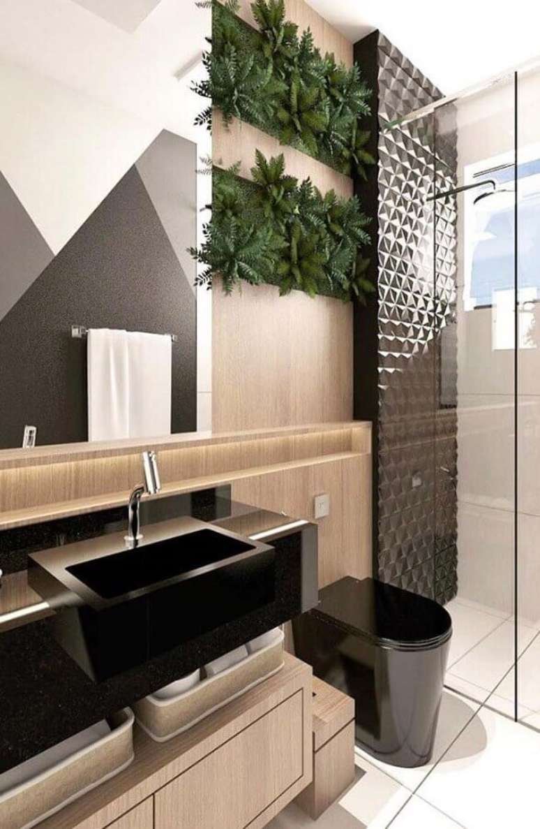 5. Os revestimentos 3D são ótimas ideias para banheiro moderno decorado – Foto: Home Fashion Trend