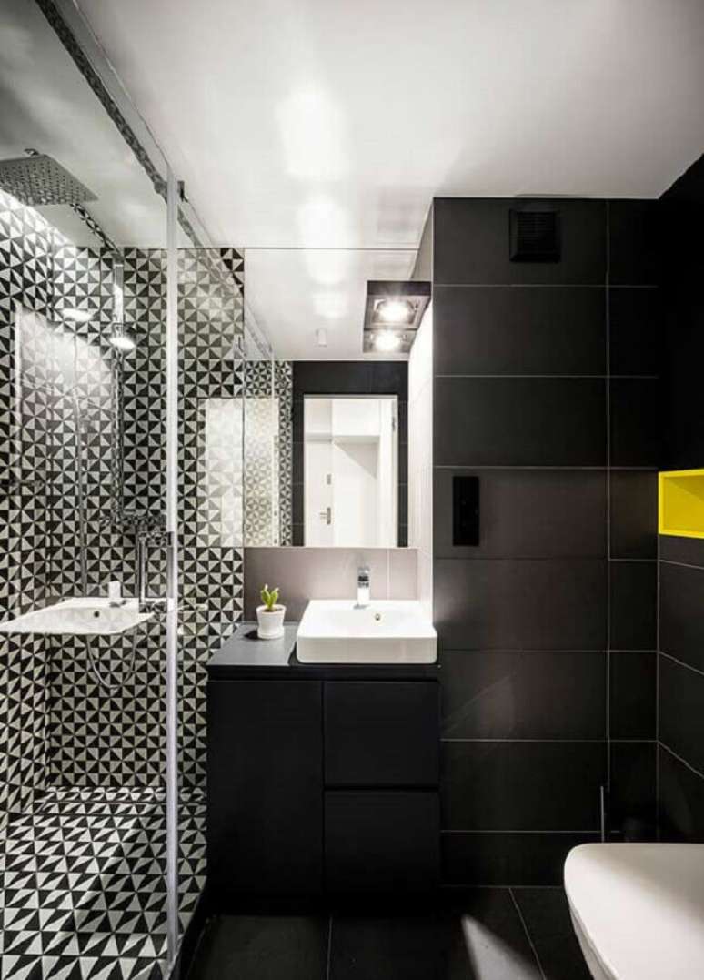 26. Ideias de revestimento para banheiro preto e branco – Foto: Archidea