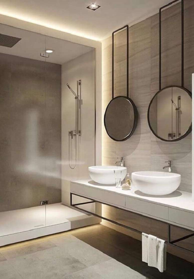 17. Ideias de espelhos para banheiro com decora&ccedil;&atilde;o moderna &ndash; Foto: Architecture Art Designs