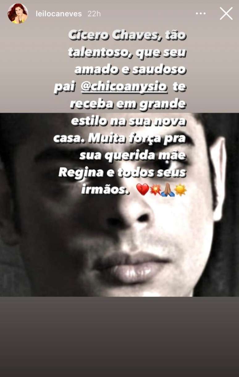 Leiloca Neves, parceira de Regina no grupo compartilhou um storiy em seu Instagram.