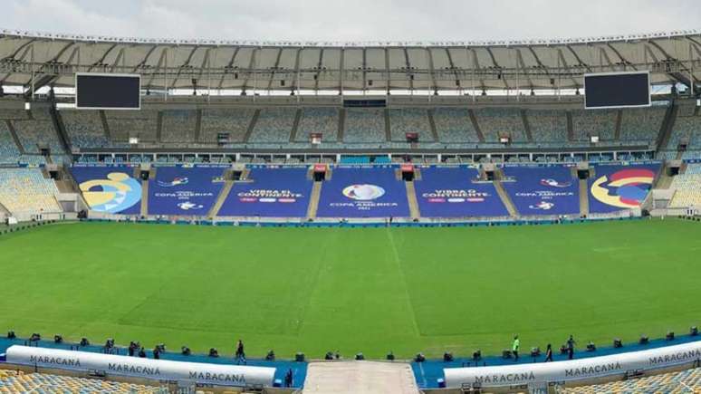 Nesta quarta-feira, palco será liberado para cerimonial da Conmebol (Foto: Reprodução / Twitter @maracana)