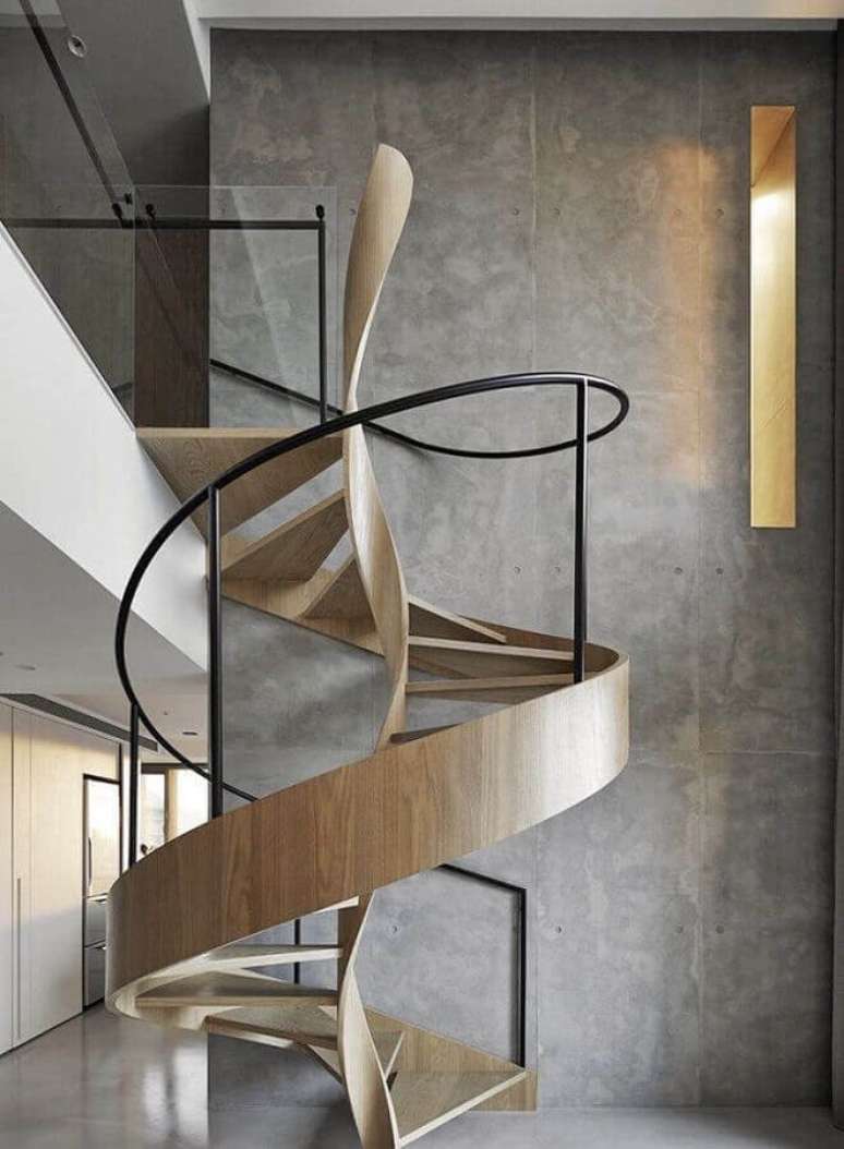 54. Modelo de escada espiral moderna de madeira – Foto: Futurist Architecture