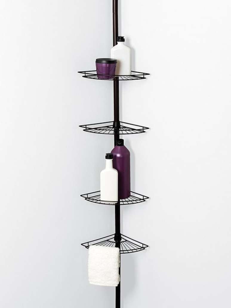 21. Cantoneira para banheiro preto pratico para itens de beleza &ndash; Foto Reviwe Hombki