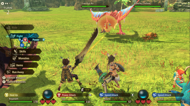 Combate por turnos em Monster Hunter Stories 2