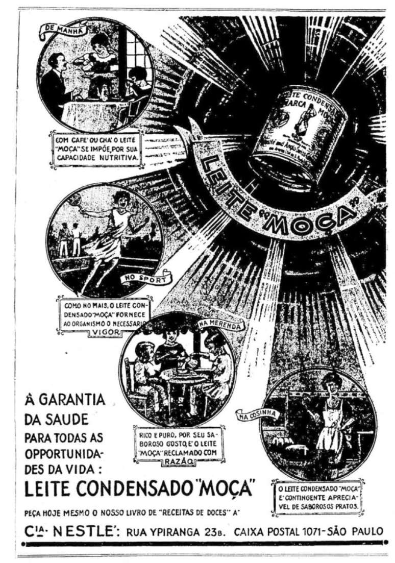 Propaganda antiga de leite condensado da Nestlé: especialistas apontam empresa como uma das principais responsáveis pela popularização do ingrediente no país