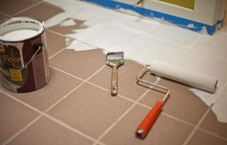 27. Piso pintado para sala de estar &ndash; Foto Doce Obra