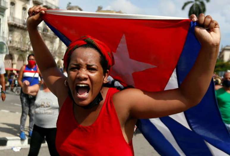 Protesto contra regime cubano em Havana