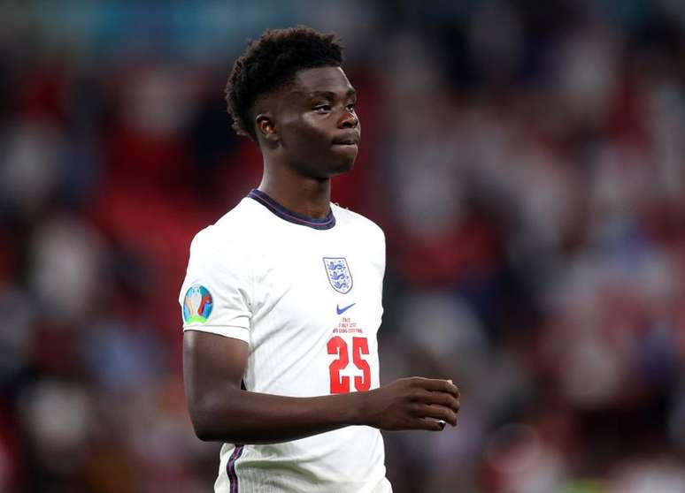 Jogador ingl&ecirc;s Bukayo Saka. 11/7/2021 shootout Pool via REUTERS/Carl Recine