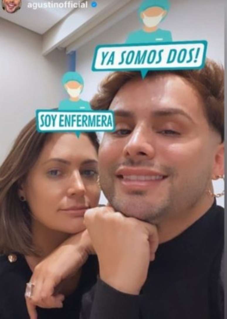 Michelle Bolsonaro e Agustin Fernandez no hospital acompanhando o presidente