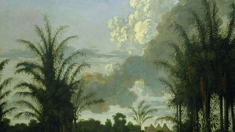 Pintura de uma plantação de 1707, de autoria de Dirk Valkenburg — o museu espera que esta exposição mude as narrativas sobre o passado colonial da Holanda