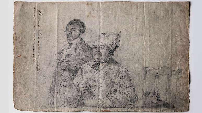Augustus van Bengalen segurando o cachimbo de Hendrik Cloete — a exposição foca no lado social da escravidão para contar histórias de pessoas reais