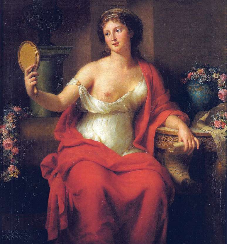 Autorretrato da pintora francesa Marie-Geneviève Bouliard vestida de Aspásia, 1794