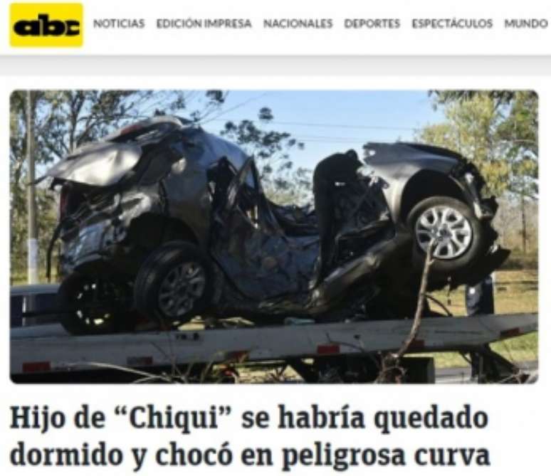 Rede ABC mostra estado do carro após ser retirado do local do acidente (Foto: Reprodução/ABC)