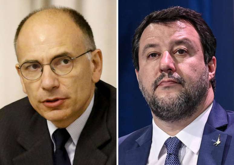 Enrico Letta e Matteo Salvini lideram dois dos três partidos com maiores bancadas no Parlamento da Itália