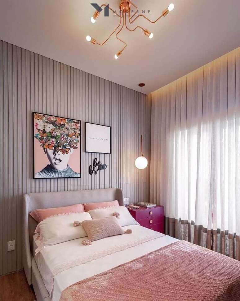 49. Dicas de decoração para quartos femininos modernos com revestimento 3D – Foto: Moderne