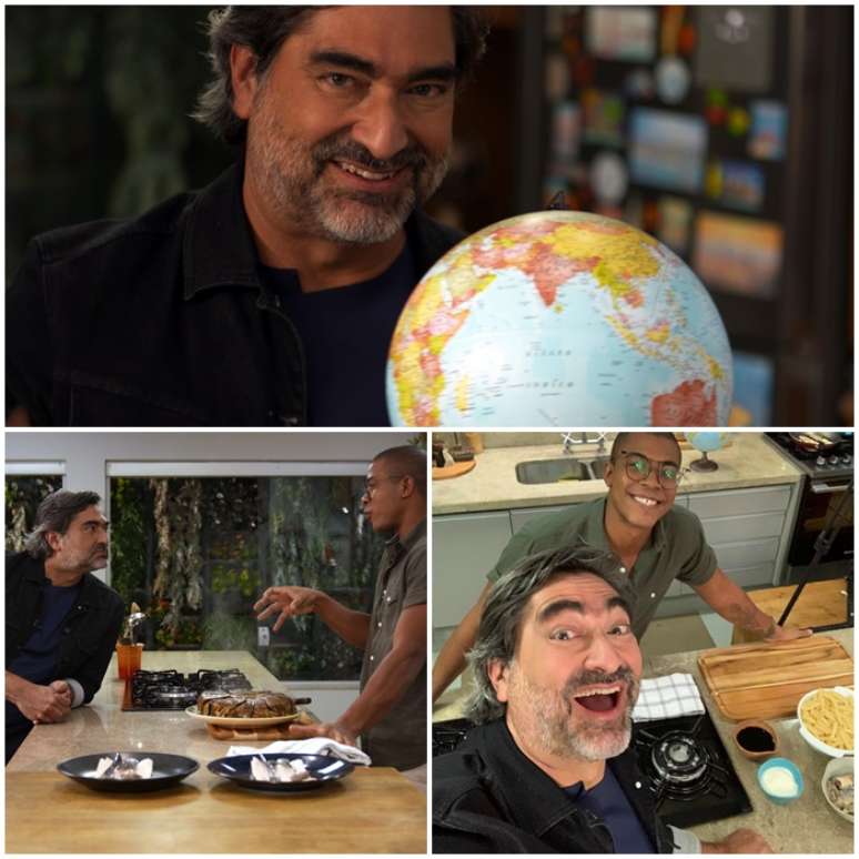 Zeca Camargo e o chef Moa, que preparou torta com berinjelas no Sabor & Arte: pena a TV não ter cheiro