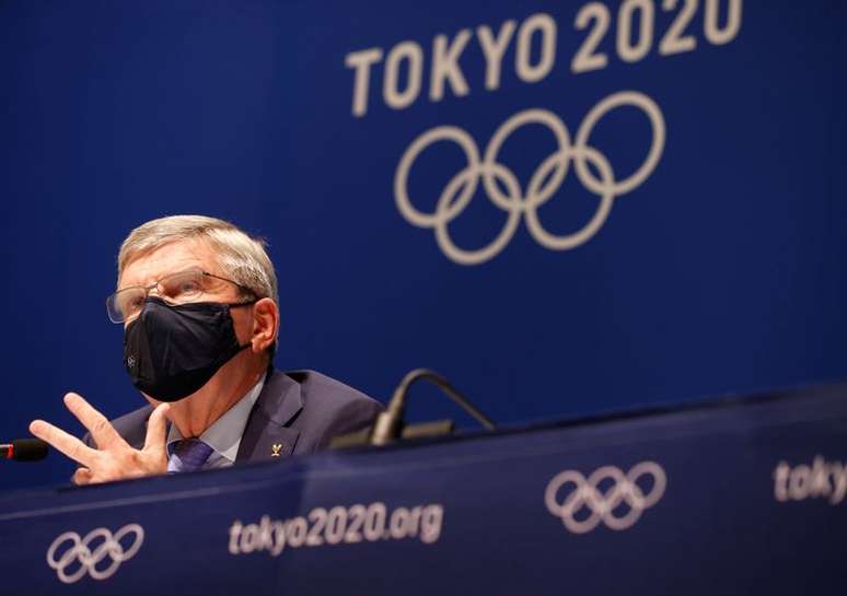 Presidente do COI, Thomas Bach, durante entrevista coletiva em T&oacute;quio
17/07/2021  REUTERS/Phil Noble