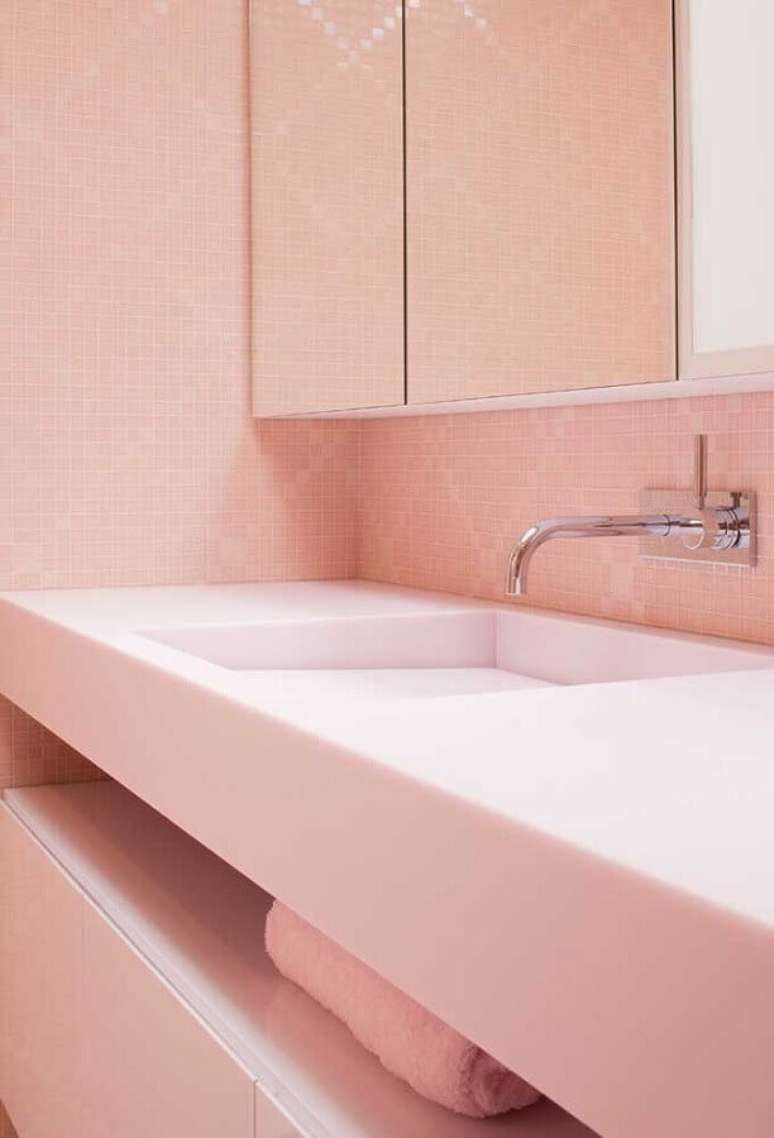 48. Pastilha rosa chá para decoração de banheiro – Foto: Ideias Decor