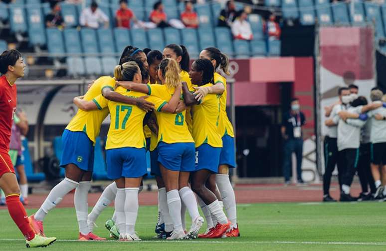 A transmissão da Olimpíada de Tóquio começou nesta quarta-feira com a goleada da Seleção Brasileira de futebol feminino sobre a China (Foto: Sam Robles/CBF)