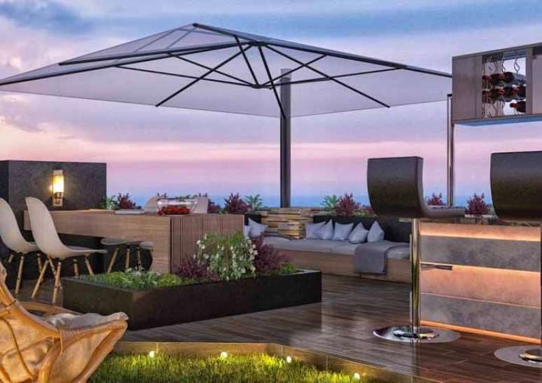 38. Guarda sol para área da piscina moderna – Foto Pinterest