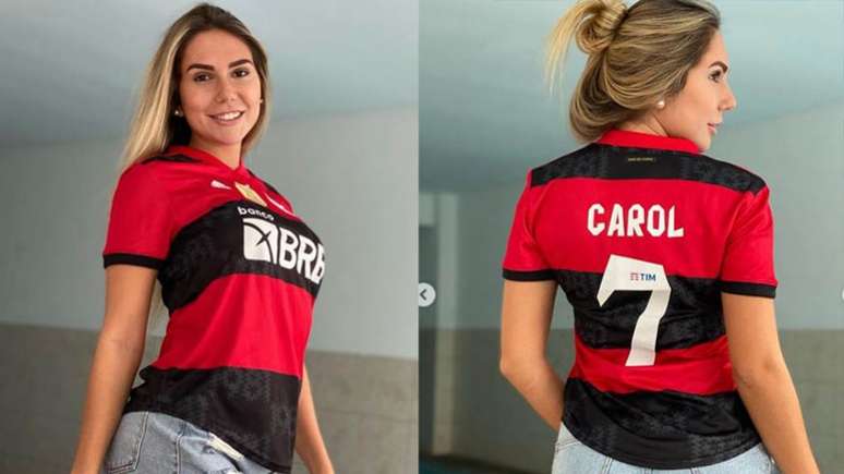 Carol Portaluppi vestiu a 7 do pai no Flamengo (Foto: Reprodução/Instagram)