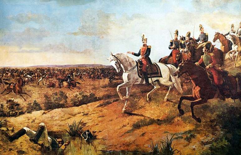 Para Bolívar, a unidade era a forma de manter as novas repúblicas — 'Batalha de Junín', obra do pintor Martín Tovar y Tovar