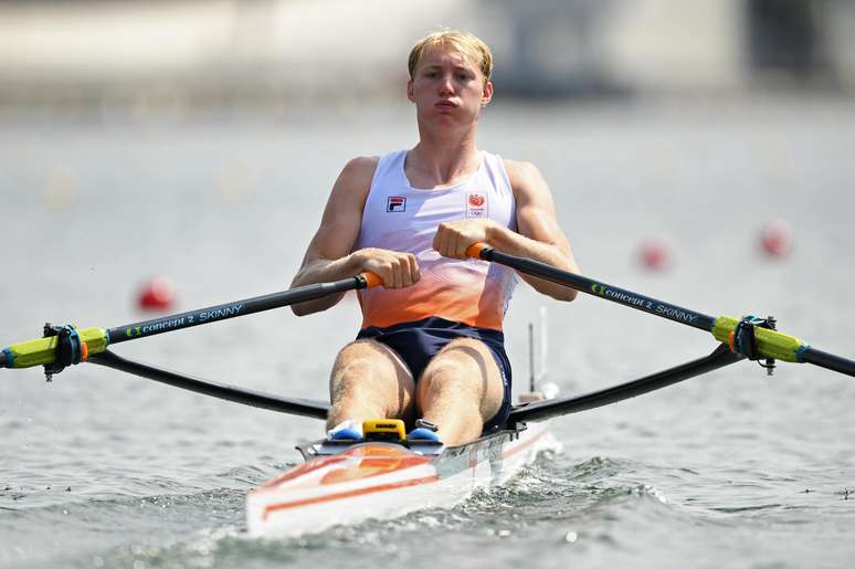 O holandês Finn Florijn durante prova eliminatória dos Jogos Olímpicos de Tóquio
