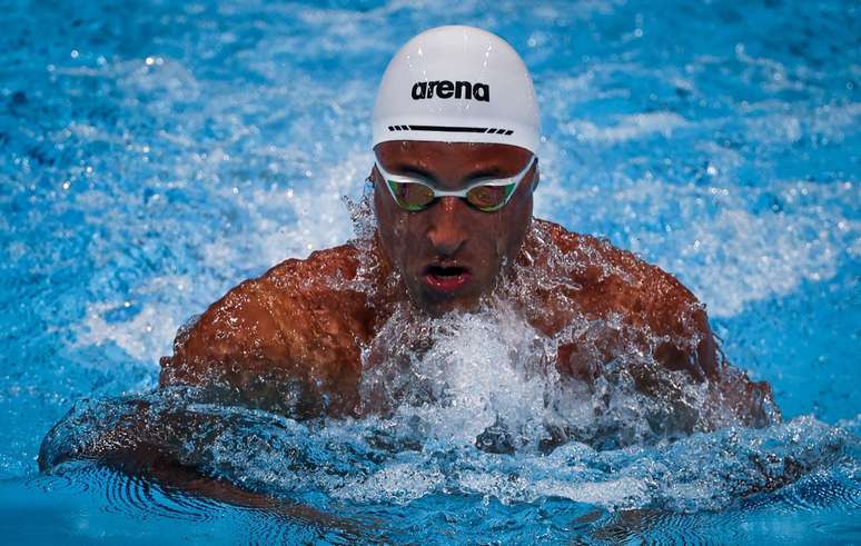 Felipe Lima durante a prova dos 100m peito neste sábado em Tóquio Jonne Roriz/COB