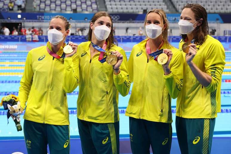 Austrália conquista 3º ouro seguido no 4x100m livre feminino e quebra o recorde mundial
25/07/2021
REUTERS/Marko Djurica