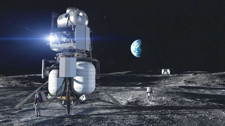 A estrutura de pouso desenvolvida pela Blue Origin, de Bezos, foi batizada de Blue Moon
