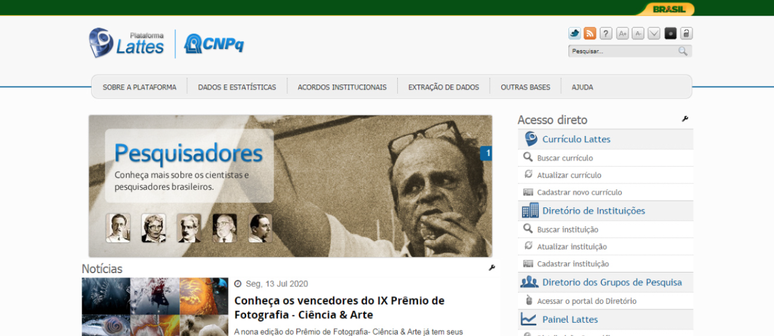 Plataforma Lattes, que re&uacute;ne o curr&iacute;culo de pesquisadores, est&aacute; totalmente fora do ar