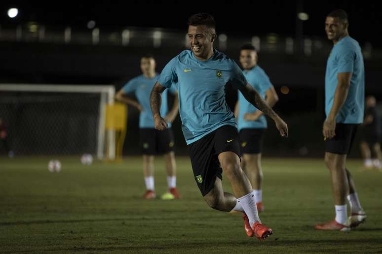 Matheus Henrique durante treino da Seleção olímpica no Japão Lucas Figueiredo/CBF