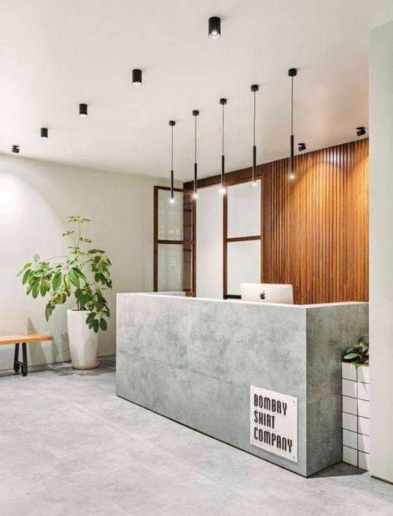 41. Sala de espera com balc&atilde;o de cimento queimado moderno &ndash; Foto Etsy