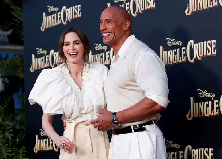 Dwayne Johnson e Emily Blunt na pr&eacute;-estreia de "Jungle Cruise" na Disneyl&acirc;ndia, na Calif&oacute;rnia
24/07/2021
REUTERS/Mario Anzuoni