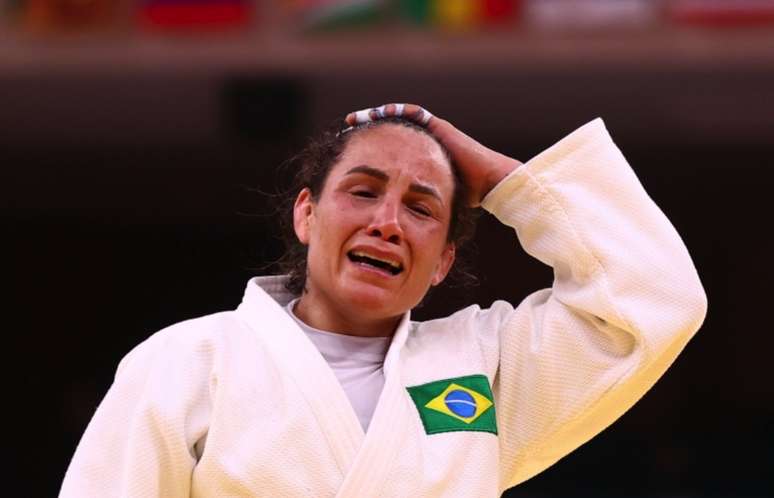 Maria Portela chorou muito depois da derrota nesta quarta-feira