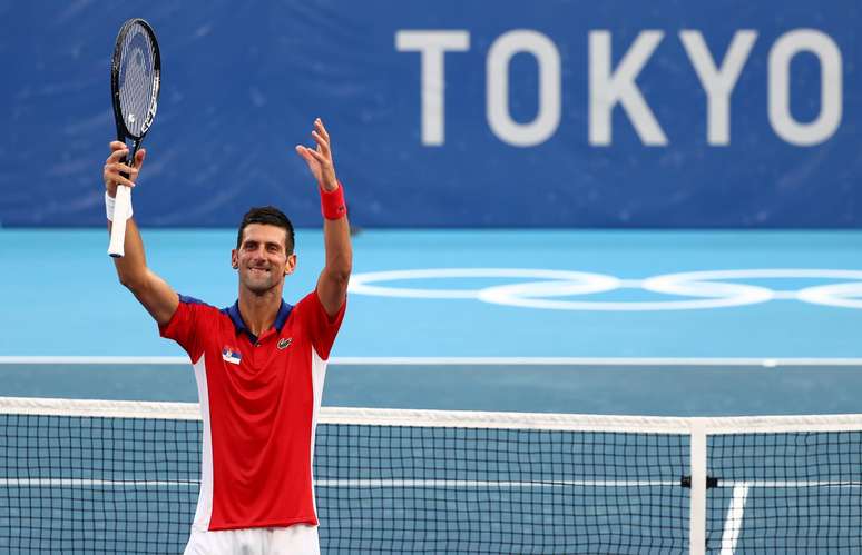 Djokovic comemora vitória sobre Alejandro Davidovich nesta quarta-feira Mike Segar/Reuters