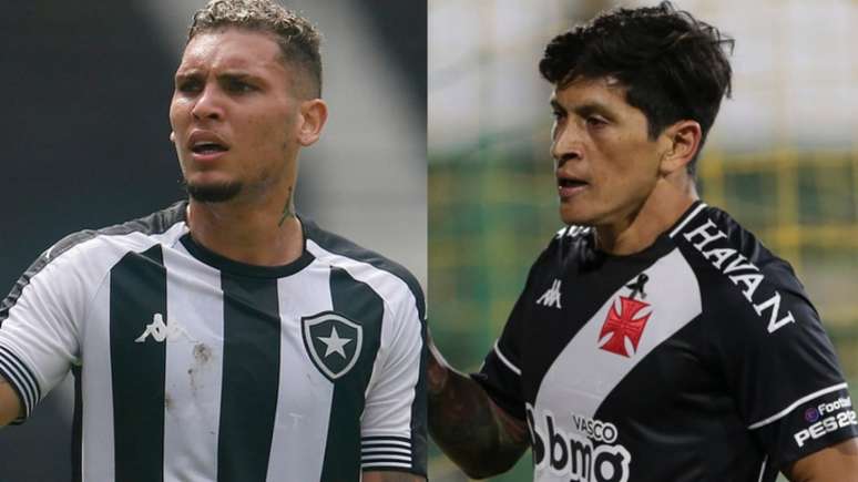 Rafael Navarro, do Botafogo, e Germán Cano, do Vasco (Foto: Montagem LANCE!)