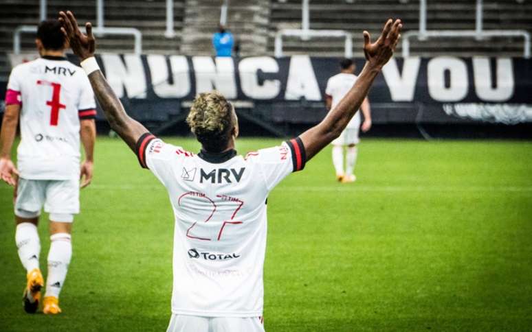 No último jogo em Itaquera, Bruno Henrique marcou um dos cinco gols do Fla (Foto: Felipe Patiño/Flamengo)