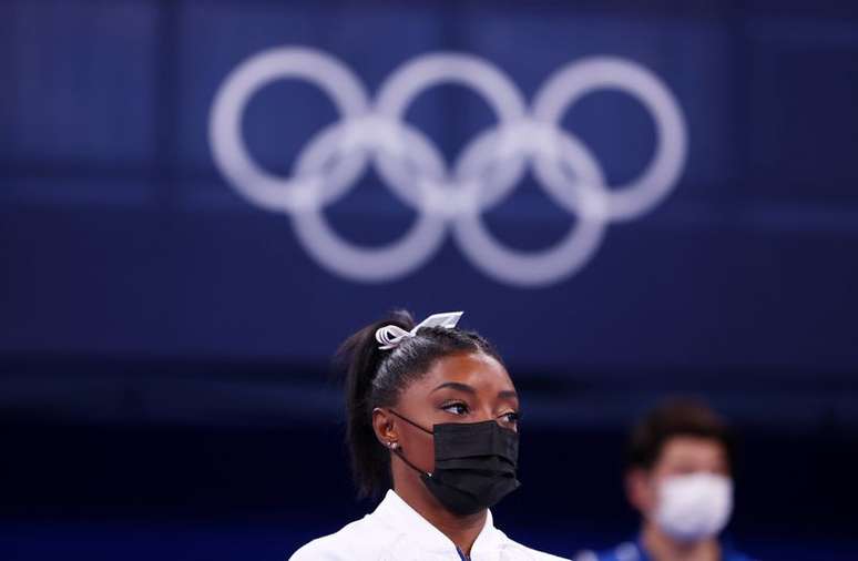 Simone Biles nos Jogos de Tóquio
 27/7/2021   REUTERS/Mike Blake