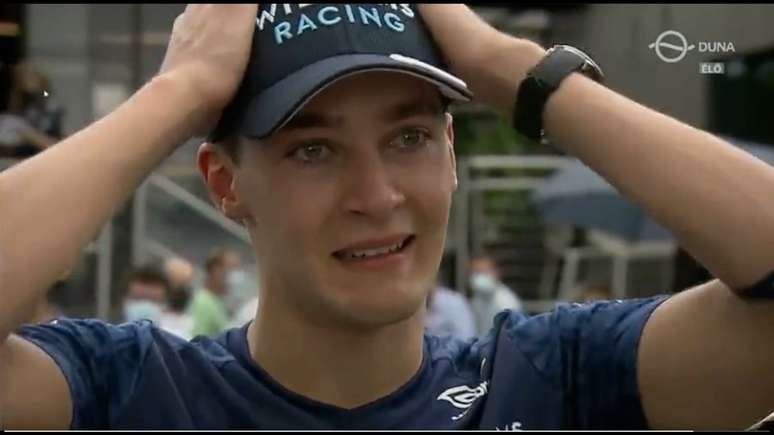 George Russell chora com os pontos da Williams no GP da Hungria 