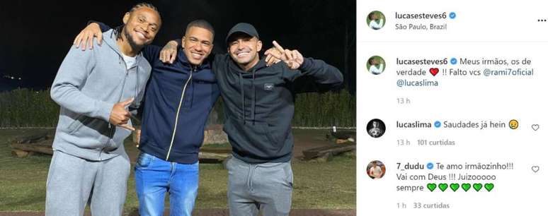 Dudu e Lucas Lima comentaram na foto de Esteves. (Foto: Reprodução/Instagram)