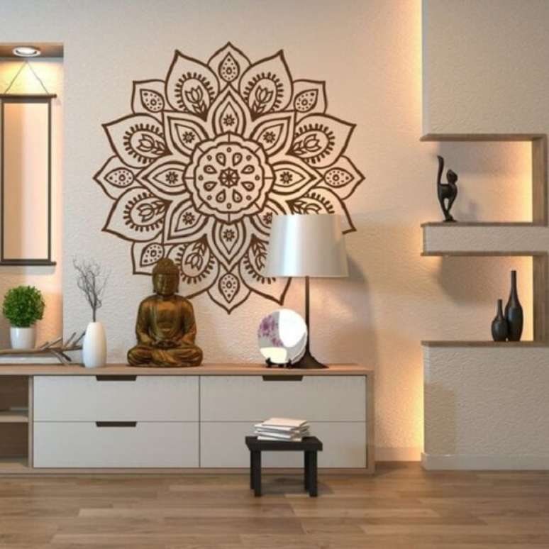 46. Buda e mandalas trazem boas vibrações para quem quer apostar na decoração indiana. Fonte: Arkpad