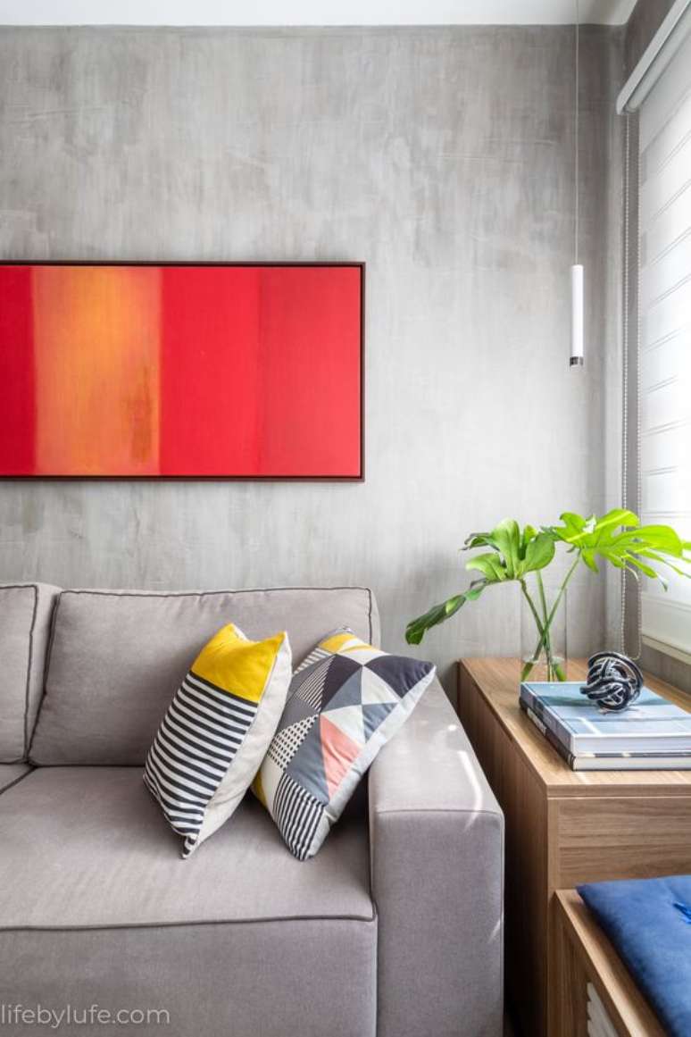 12. Cores de tinta para sala moderna com cinza em cimento queimado &ndash; Foto lifebylufe