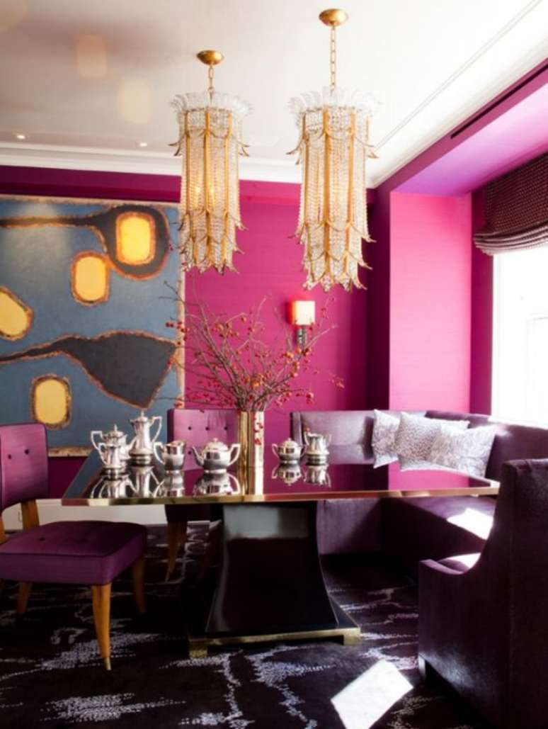 28. Cores para sala de jantar em rosa pink – Foto fashionismo