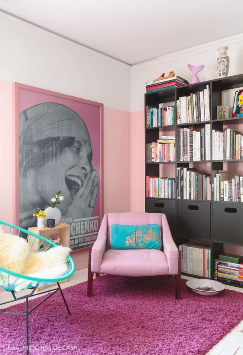 3. Decora&ccedil;&atilde;o moderna com cores de tinta para parede em rosa claro e branco &ndash; Foto Historias de casa
