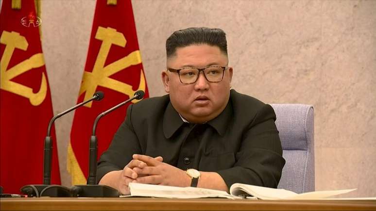 Líder da Coreia do Norte, Kim Jong Un, em Pyongyang
KRT TV via REUTERS 