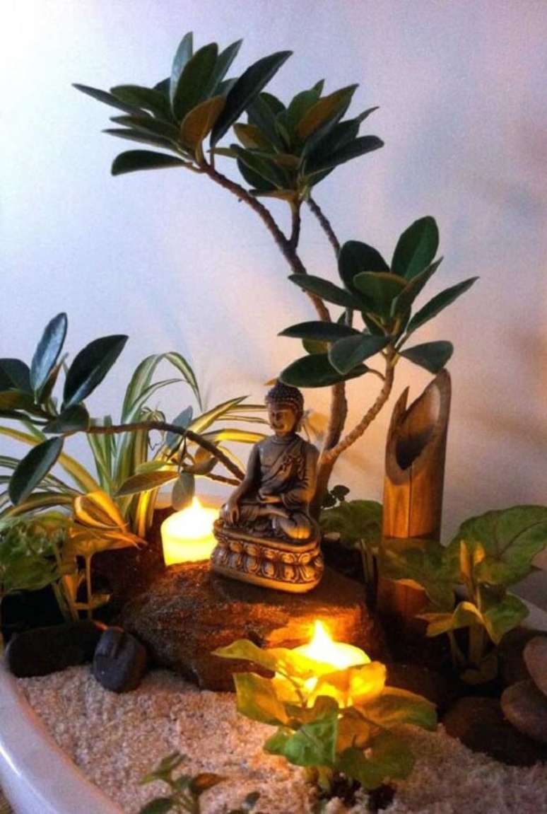 29. No projeto você pode criar um jardim zen com objetos de decoração indiana. Fonte: Pinterest