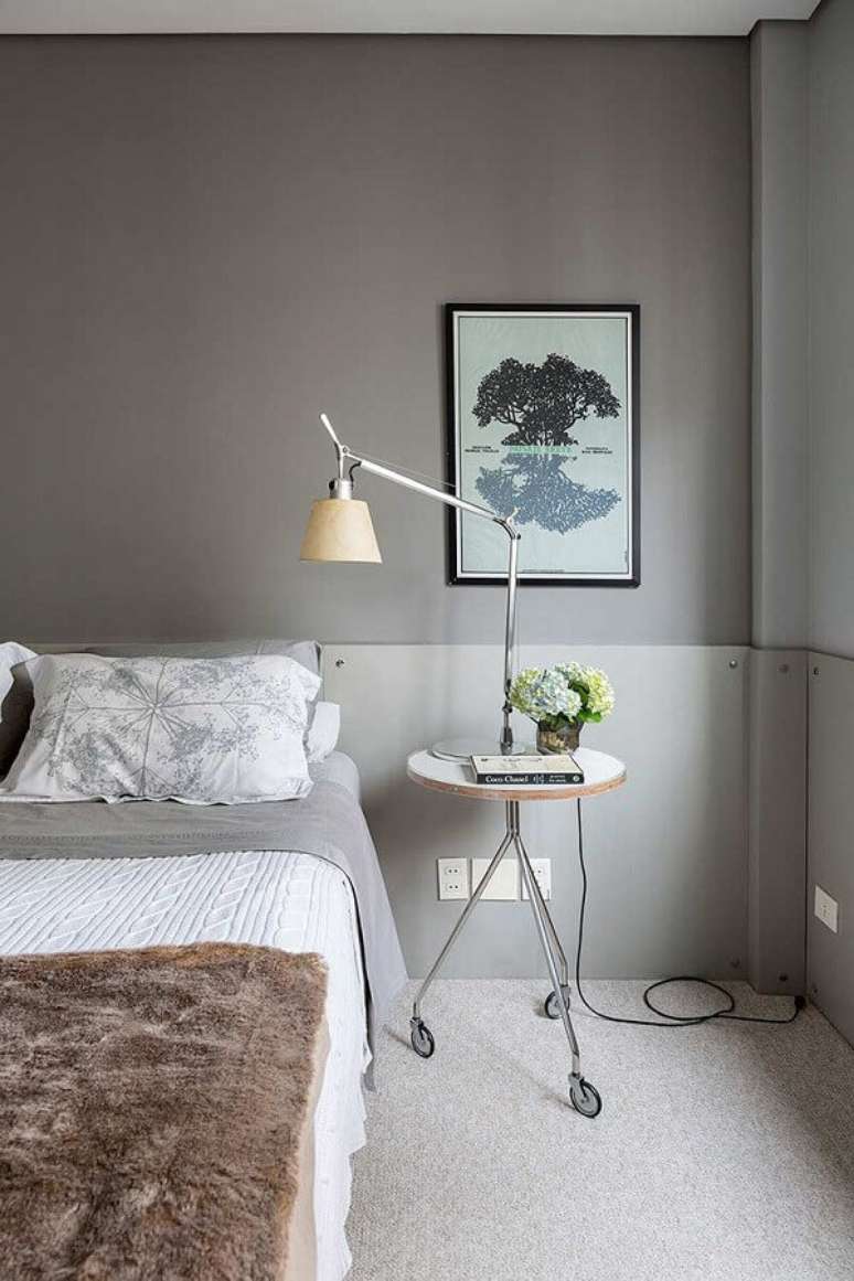 58. Como decorar um quarto cinza minimalista – Foto: Casa de Valentina