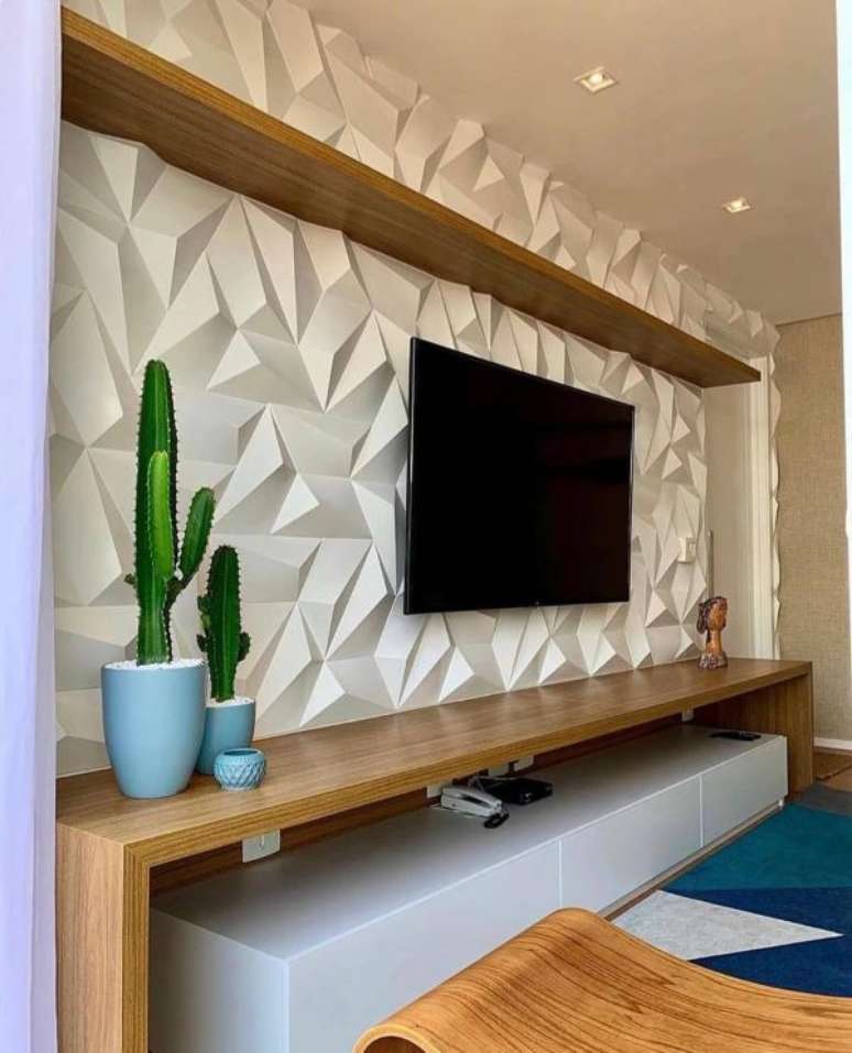 1. Decoração de gesso 3d para sala de estar moderna – Foto Pinterest